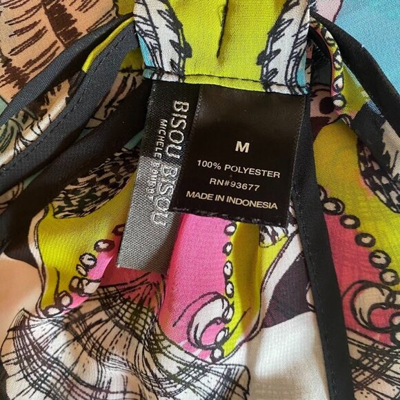 Bisou Bisou Sheer Tank Top Colorful Seashells and Seahorses - Size Medium - Picture 4 of 7